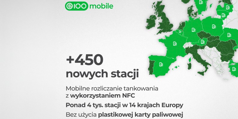 E100 rozszerza mobilne rozliczanie tankowania o 450 stacji z wykorzystaniem NFC